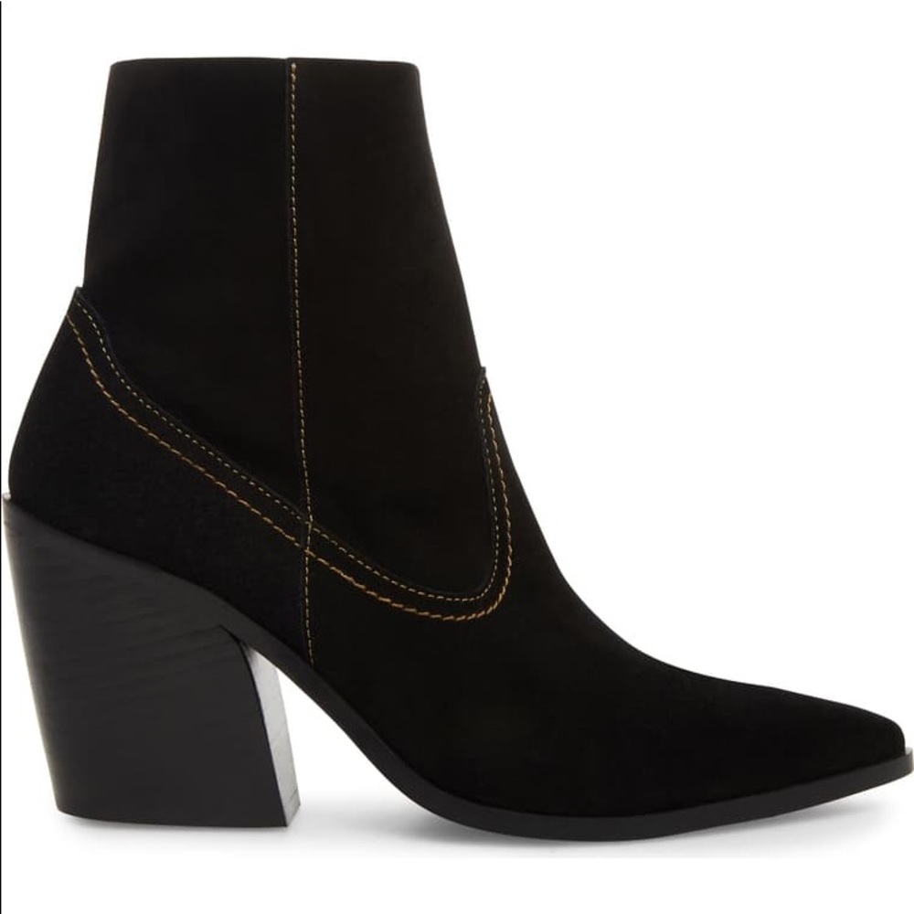 Steven New York by Steve Madden Gino Suede Western Booties Black Size 5.5